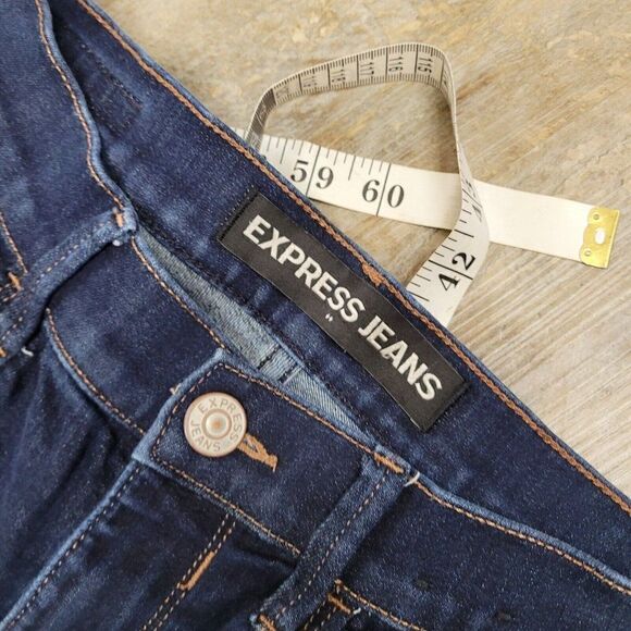 Express Jeans Legging Jegging 2 SHORT Midrise Blue Dark Wash Skinny Womens 2 - Picture 9 of 12